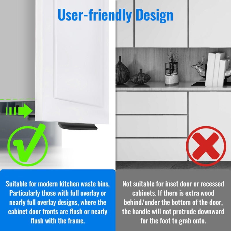 Joxodak Trash Cabinet Foot Pull, Cabinet Foot Pull for Trash Drawer Hands Free Cabinet Door Solution Adhesive Toe Foot Pull Comfortable to use Barefoot (1, Black) - Image 5